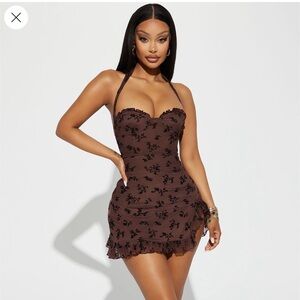 Fashion Nova Brown Floral Mini Dress 🤎 Worn Once | Like New